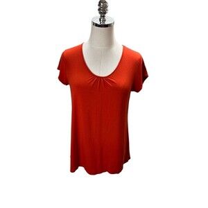 Eileen Fisher Top Women's Size XS Red Short Sleeve Round Neck